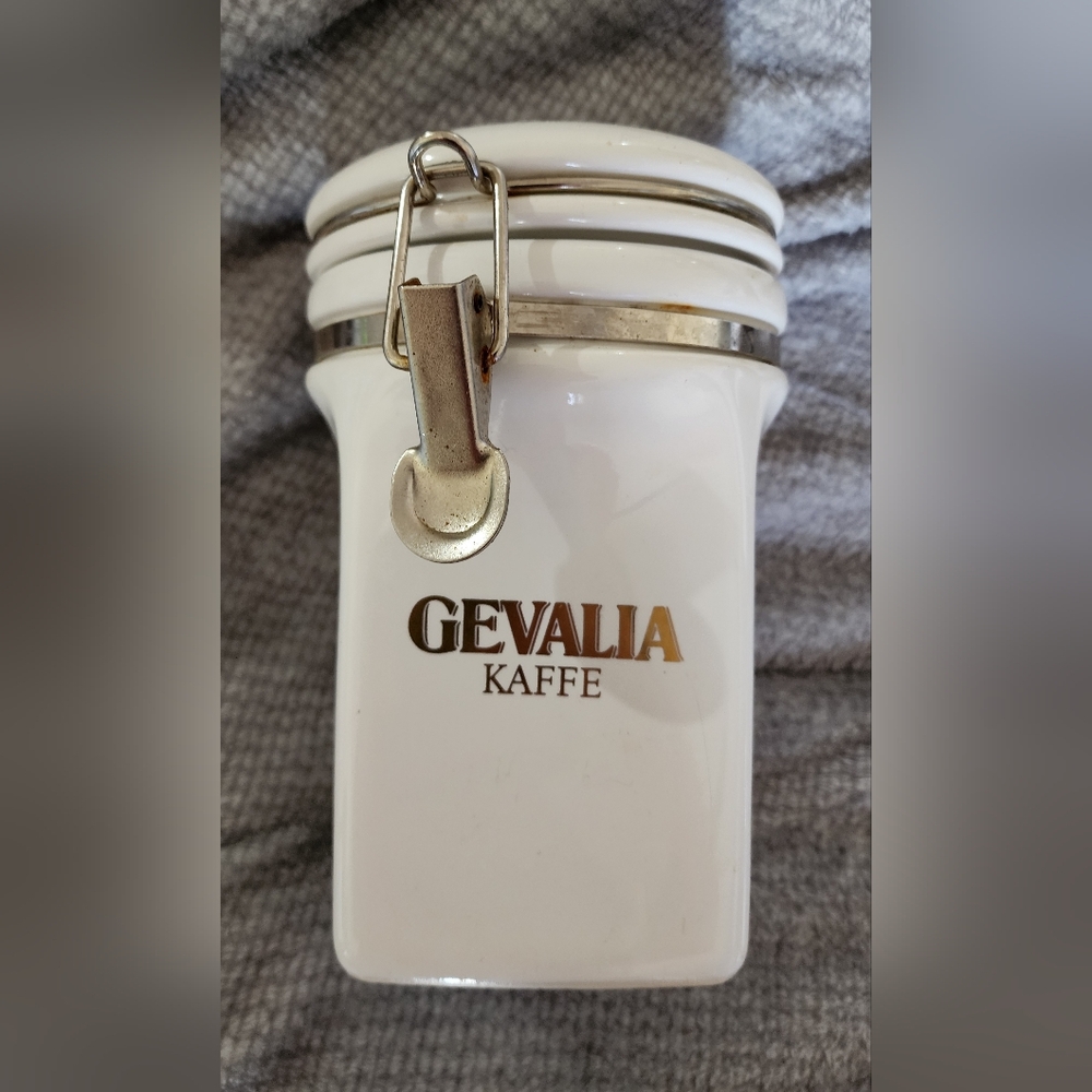 Gevalia Kaffe White Coffee Canister Vintage 80s